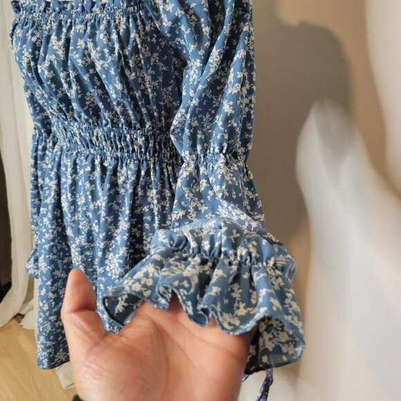 Long sleeve Boho floral Mini Dress (off the shoulder) - Picture 5 of 13